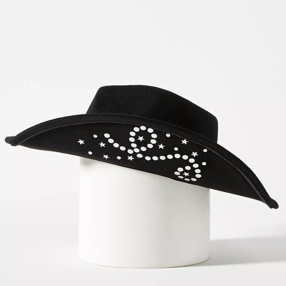 Anthropologie Accessories - 🤠🖤 Anthropologie, Studded-Brim Rancher Hat Black Lucky Stripe NIB 🤠🖤
